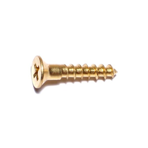 Midwest Fastener Wood Screw, #8, 7/8 in, Plain Brass Flat Head Phillips Drive, 30 PK 62814 - main